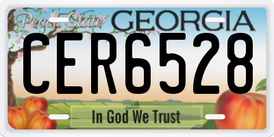 GA license plate CER6528