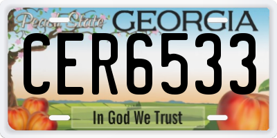 GA license plate CER6533