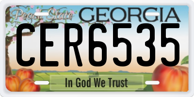 GA license plate CER6535