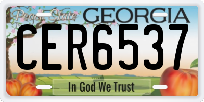 GA license plate CER6537