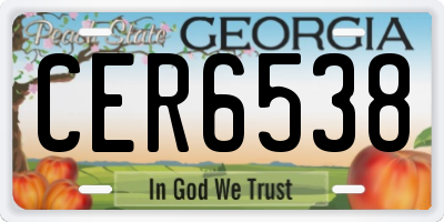 GA license plate CER6538
