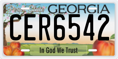 GA license plate CER6542