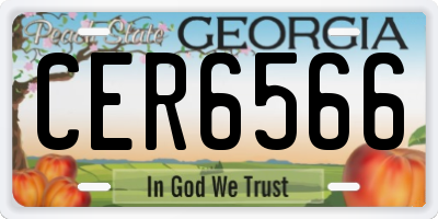 GA license plate CER6566