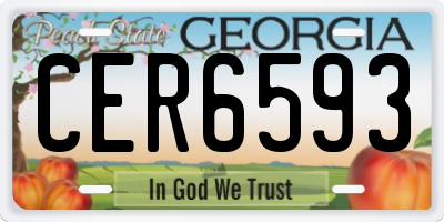 GA license plate CER6593