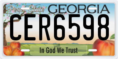 GA license plate CER6598