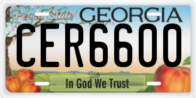 GA license plate CER6600