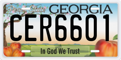 GA license plate CER6601