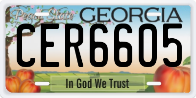 GA license plate CER6605