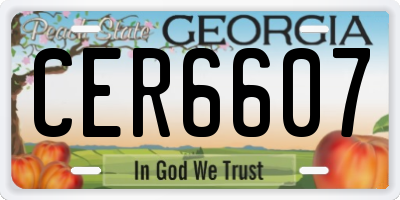 GA license plate CER6607