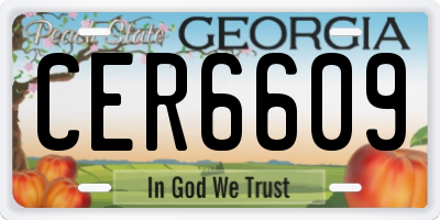 GA license plate CER6609