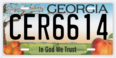 GA license plate CER6614