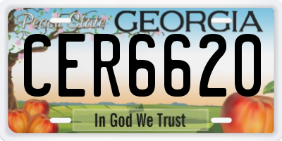 GA license plate CER6620