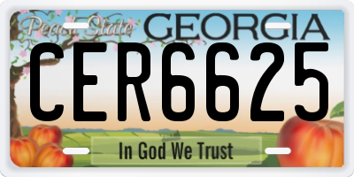 GA license plate CER6625