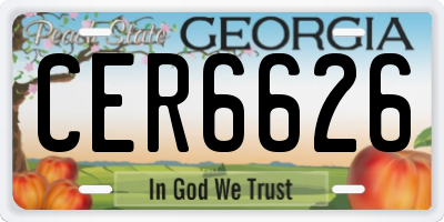 GA license plate CER6626