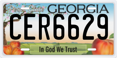 GA license plate CER6629