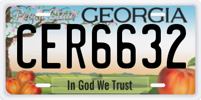 GA license plate CER6632