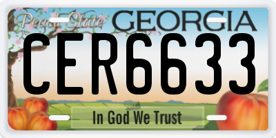 GA license plate CER6633