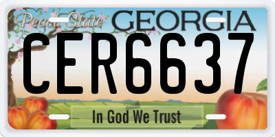 GA license plate CER6637
