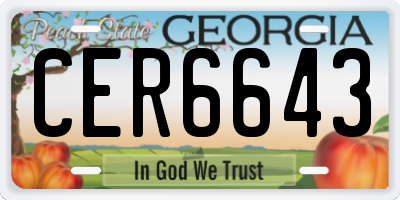 GA license plate CER6643