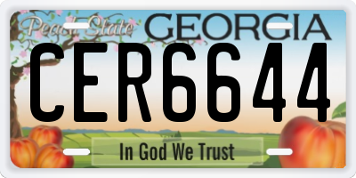 GA license plate CER6644