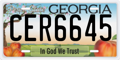 GA license plate CER6645