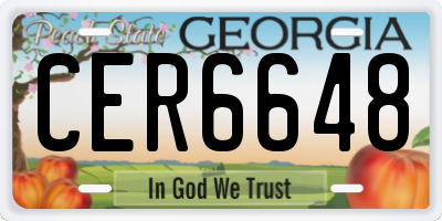 GA license plate CER6648