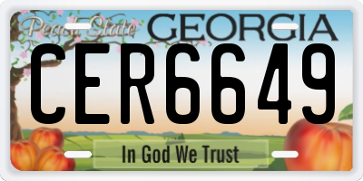 GA license plate CER6649