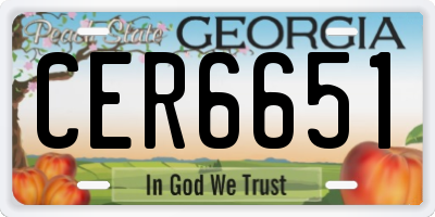GA license plate CER6651