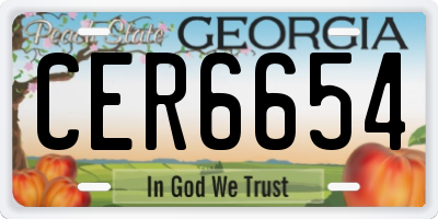 GA license plate CER6654