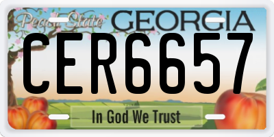 GA license plate CER6657