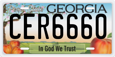 GA license plate CER6660