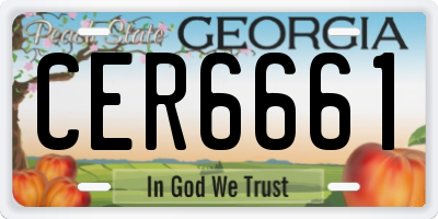 GA license plate CER6661
