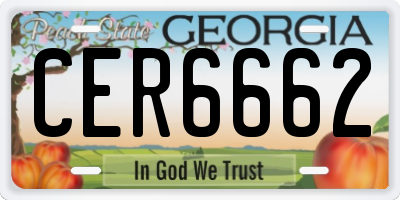 GA license plate CER6662