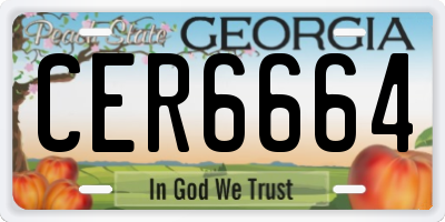 GA license plate CER6664