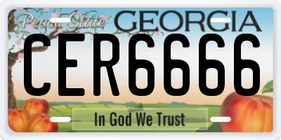 GA license plate CER6666