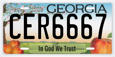GA license plate CER6667