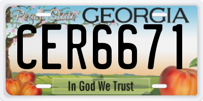 GA license plate CER6671