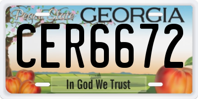 GA license plate CER6672