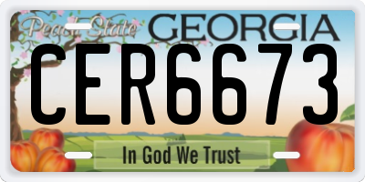 GA license plate CER6673