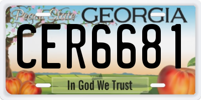 GA license plate CER6681