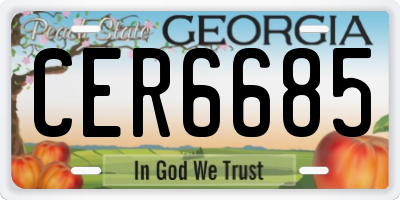 GA license plate CER6685