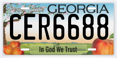 GA license plate CER6688
