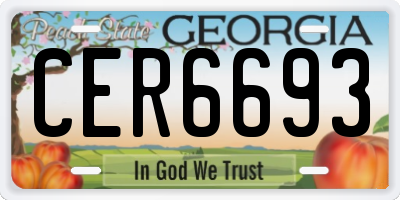 GA license plate CER6693