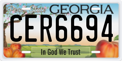 GA license plate CER6694