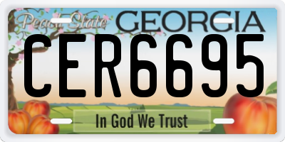 GA license plate CER6695