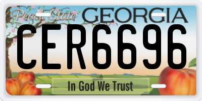GA license plate CER6696