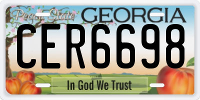 GA license plate CER6698