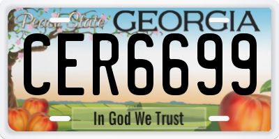 GA license plate CER6699
