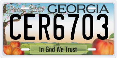 GA license plate CER6703