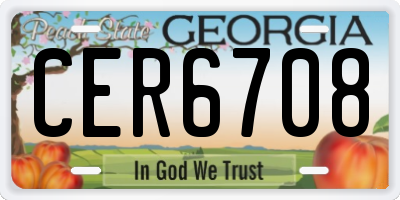 GA license plate CER6708